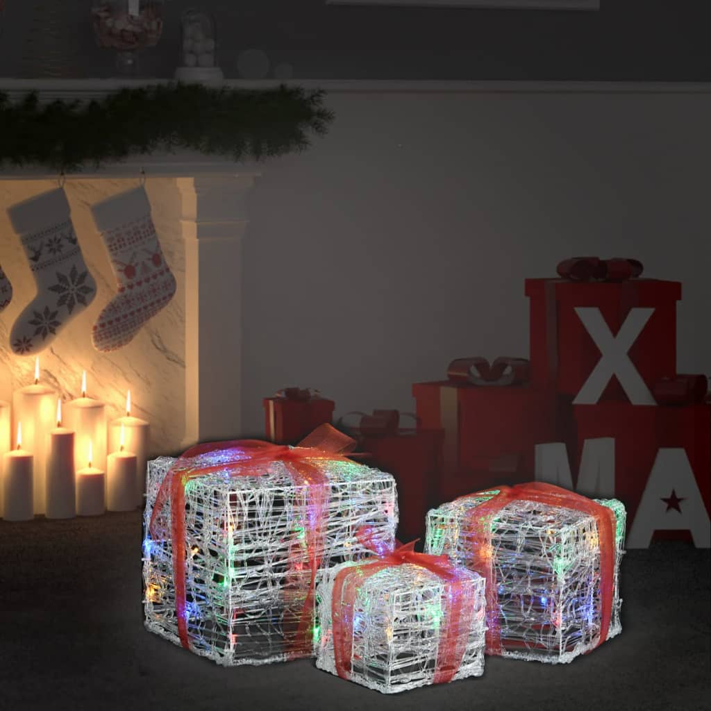 Decorative Acrylic Christmas Gift Boxes 3 pcs Colourful - Charlotte Dunes