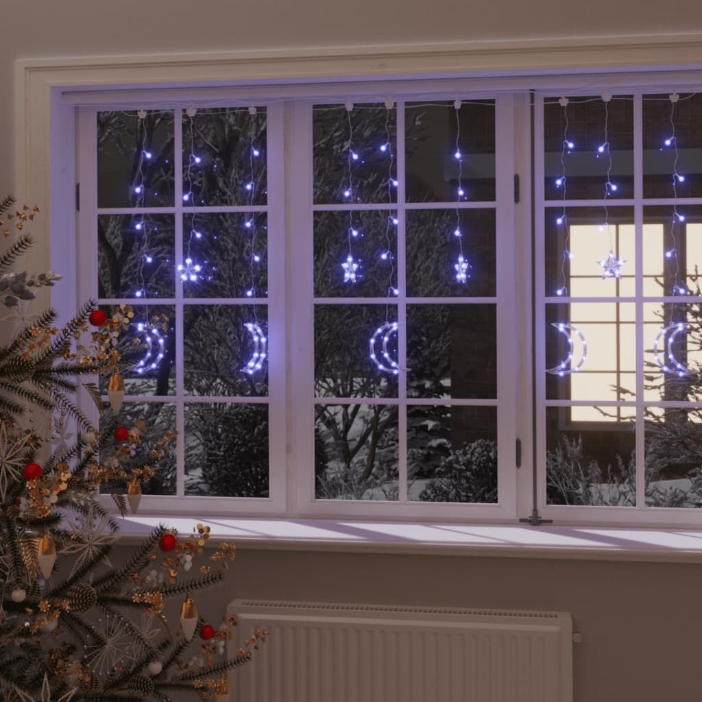 Star and Moon Fairy Lights Remote Control 345 LED Blue - Design Hut