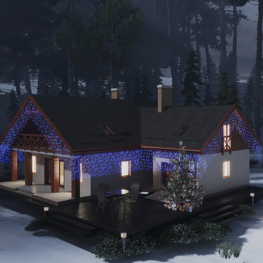 LED Curtain Icicle Lights 10m 400 LED Blue 8 Function - Casper Homes