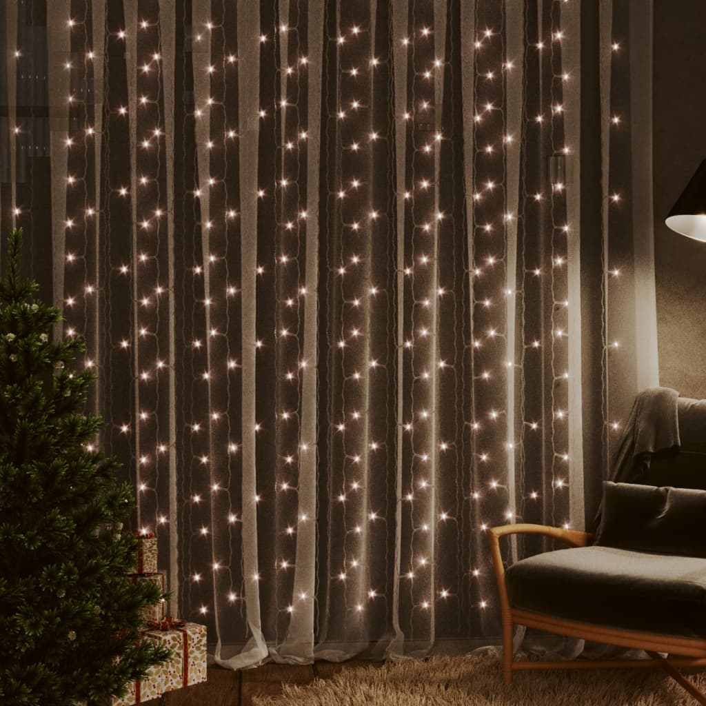 LED Curtain Fairy Lights 3x3m 300 LED Warm White 8 Function - Millennium Furniture