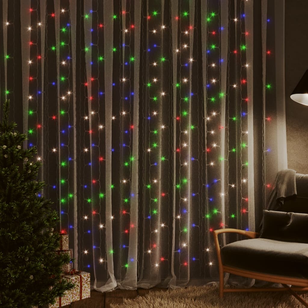 LED Curtain Fairy Lights 3x3m 300 LED Colourful 8 Function - Design Hut