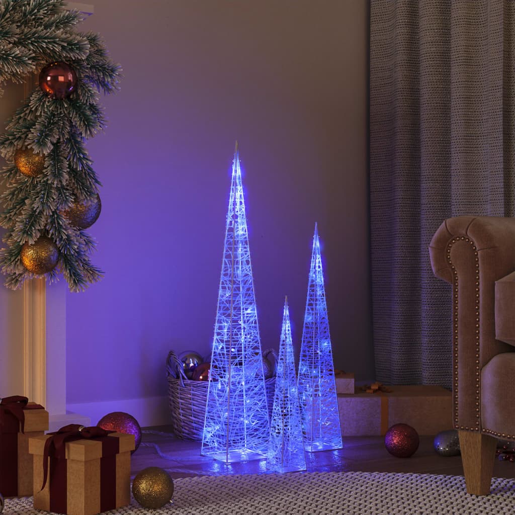 Acrylic Decorative LED Light Cone Set - Blue 3045 - Merlin Deals