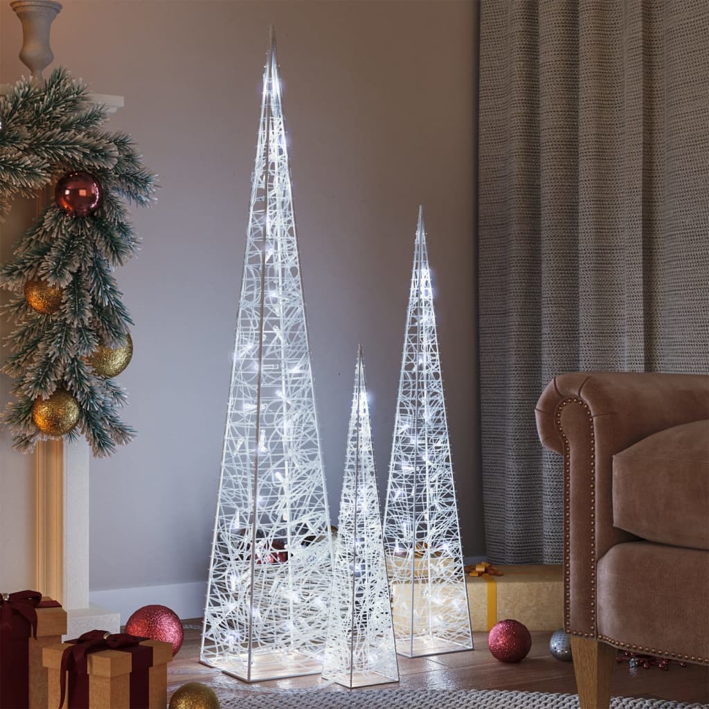 Acrylic Decorative LED Light Cone Set - Cold White - Style and Chic