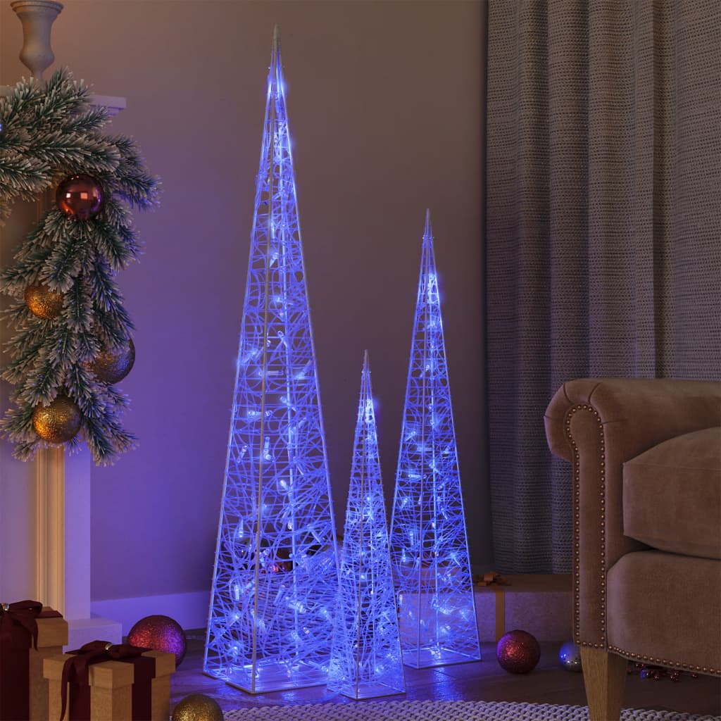 Acrylic Decorative LED Light Cone Set - Blue - Millennium Furniture