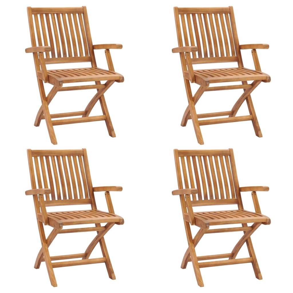 Folding Garden Chairs 4 pcs Solid Teak Wood - Tyrell & Tyrell