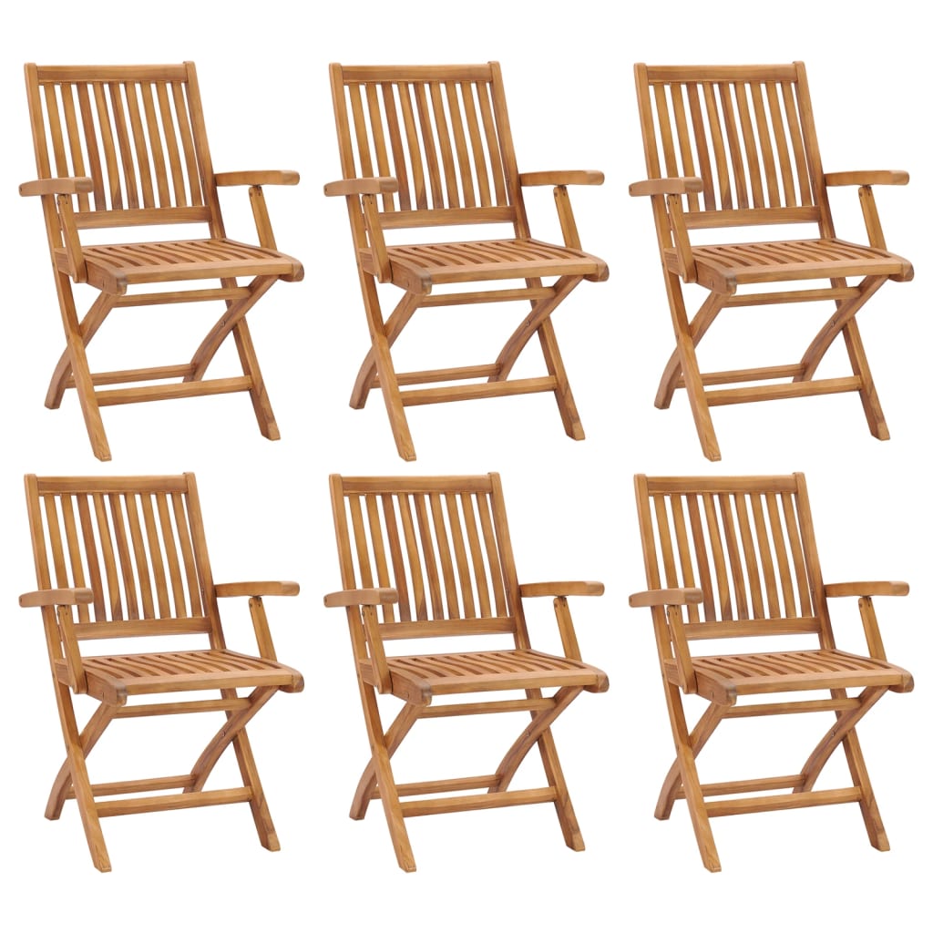 Folding Garden Chairs 6 pcs Solid Teak Wood - Merlin Deals