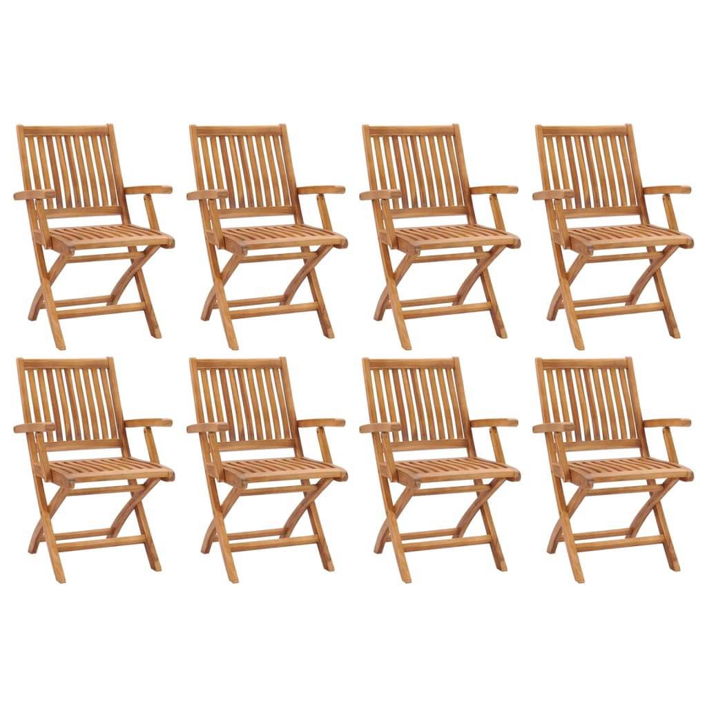 Folding Garden Chairs 8 pcs Solid Teak Wood - The Home Maker