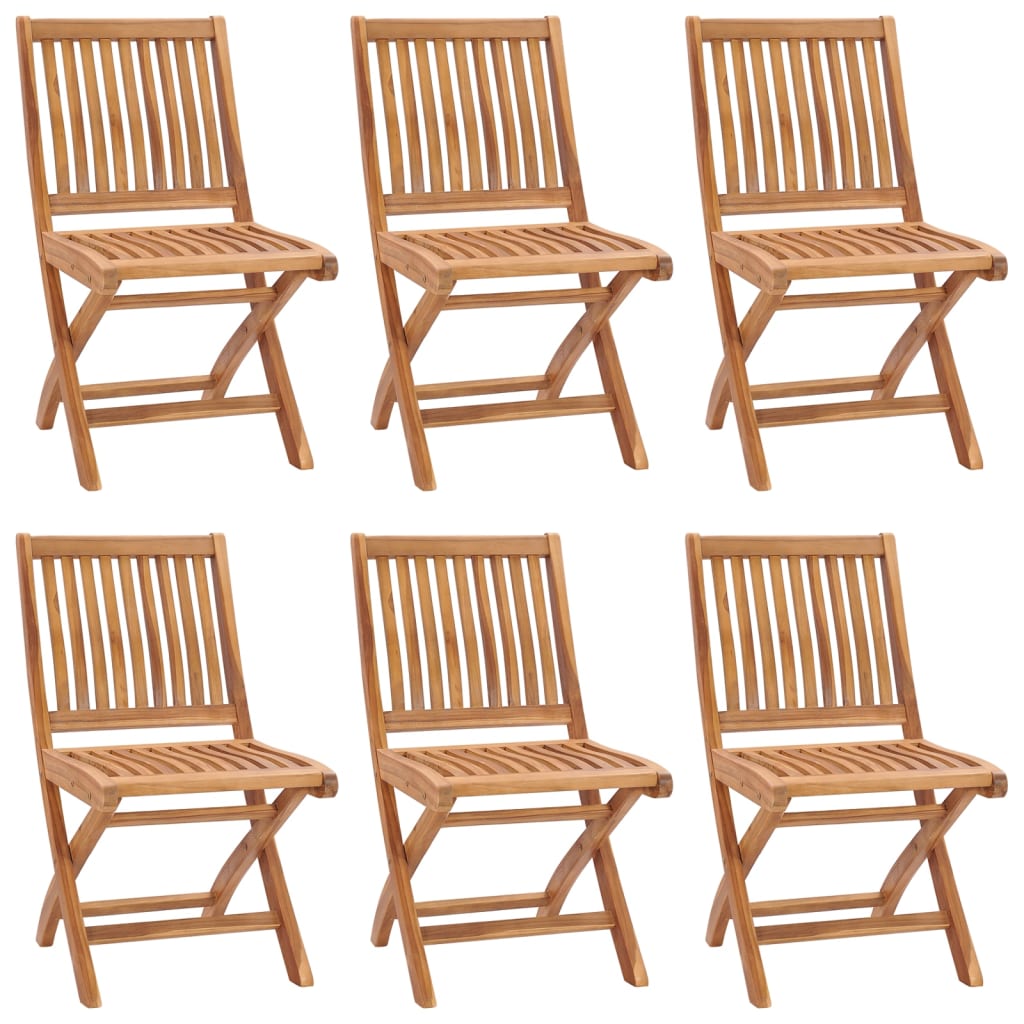 Folding Garden Chairs 6 pcs Solid Teak Wood - The Home Maker