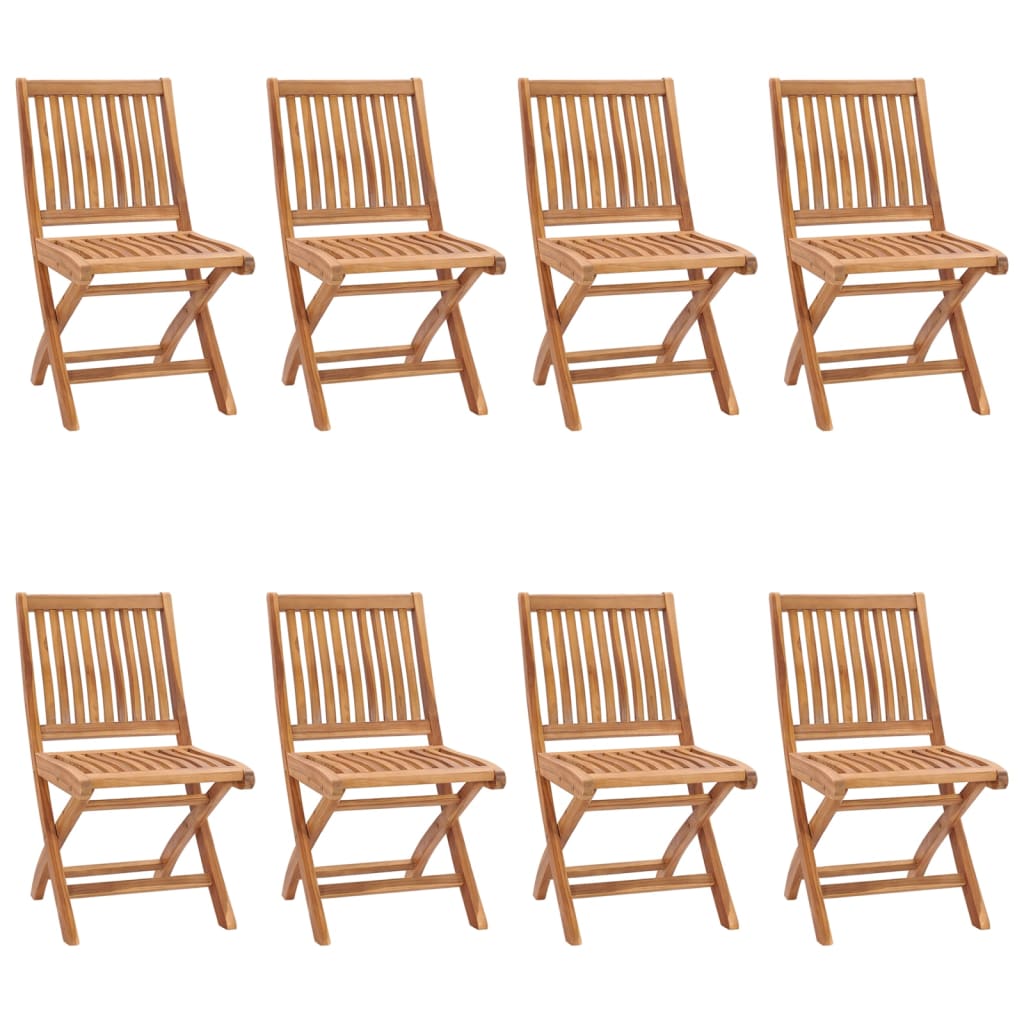 Folding Garden Chairs 8 pcs Solid Teak Wood - Merkel Designers