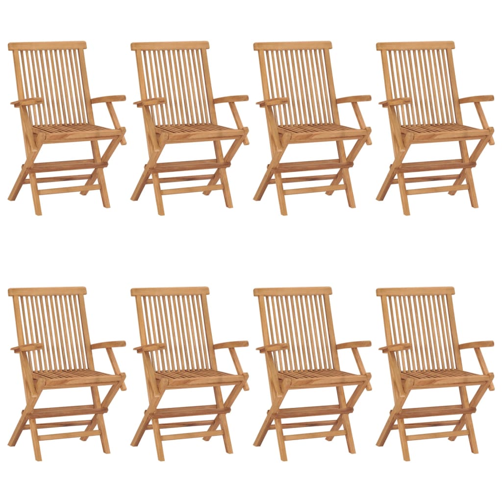 Garden Chairs 8 pcs Solid Teak Wood - All Things Good