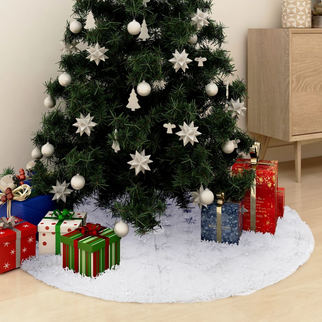 Luxury Christmas Tree Skirt White 122 cm Faux Fur - Design Hut