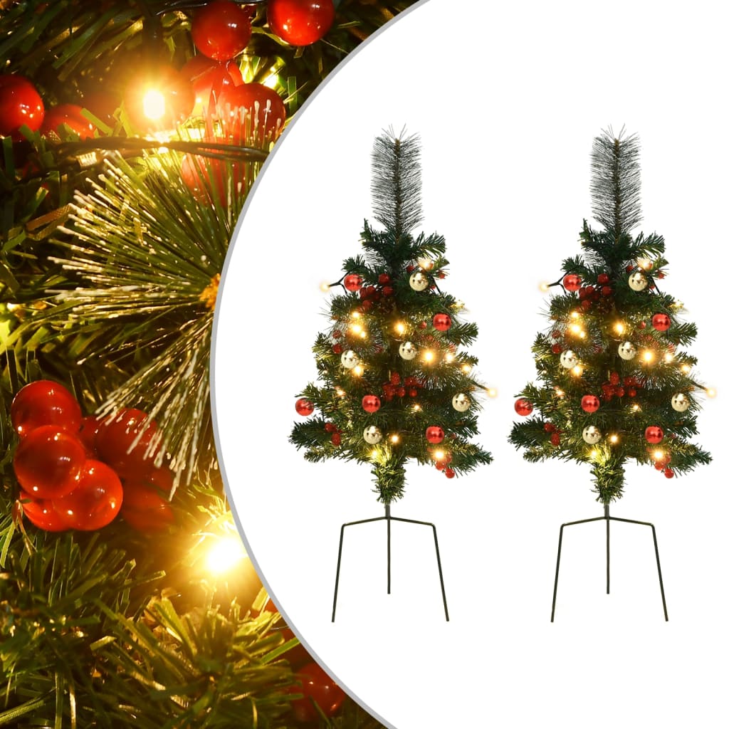 Fluer Artificial Pathway Pre-lit Christmas Tree 2 pcs 76cm PVC - Sid & Sam