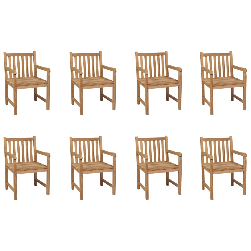 Outdoor Chairs 8 pcs Solid Teak Wood - Brittle & Co