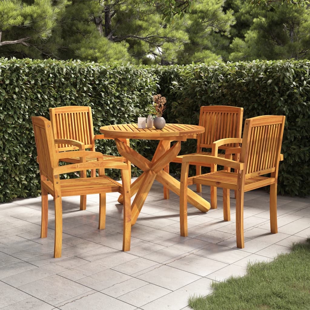 5 Piece Garden Dining Set Solid Wood Teak - Merkel Designers