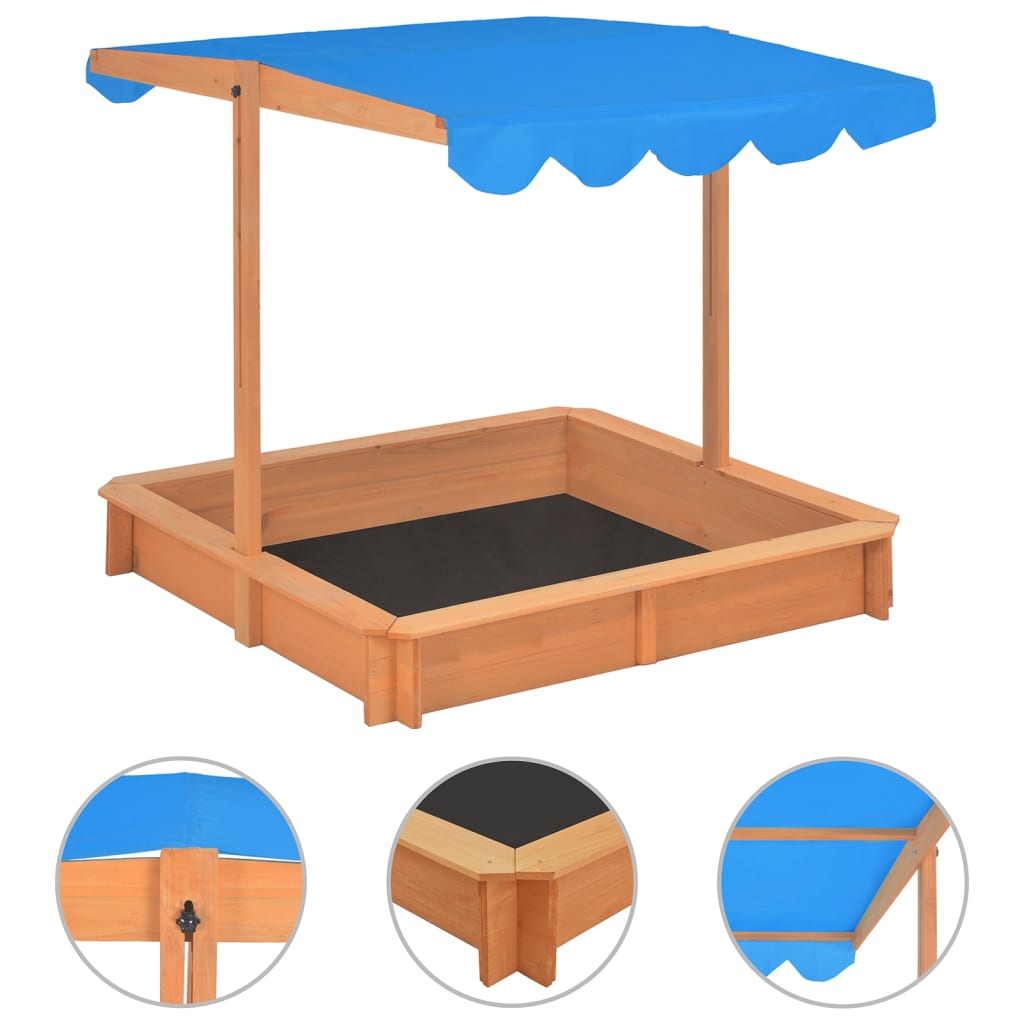 Sandbox with Adjustable Roof Firwood 115x115x115 cm - R and M Furniture