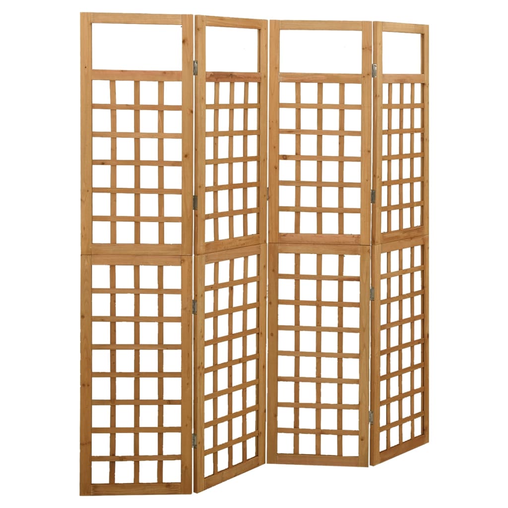 4-Panel Room Divider/Trellis Solid Fir Wood 161x180 cm - Design Hut