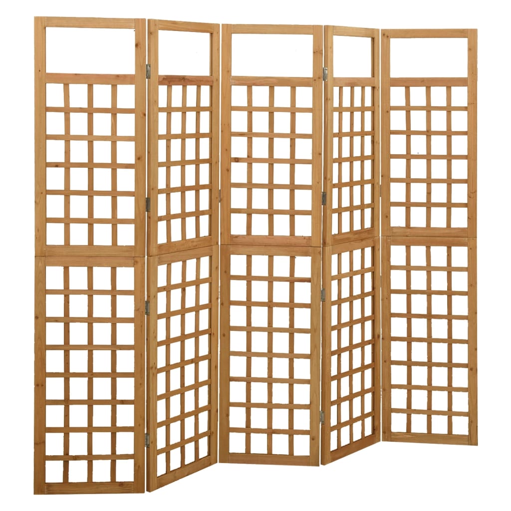 5-Panel Room Divider/Trellis Solid Fir Wood 201.5x180 cm - The Home Maker
