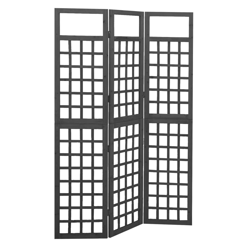 3-Panel Room Divider/Trellis Solid Fir Wood Black 121x180 cm - The Home Maker