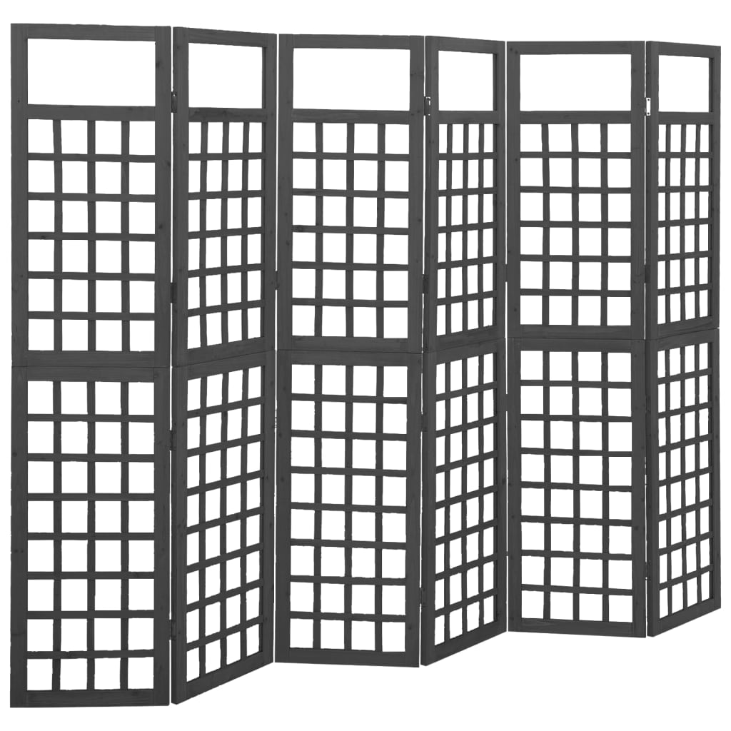 6-Panel Room Divider/Trellis Solid Fir Wood Black 242.5x180 cm - Style and Chic