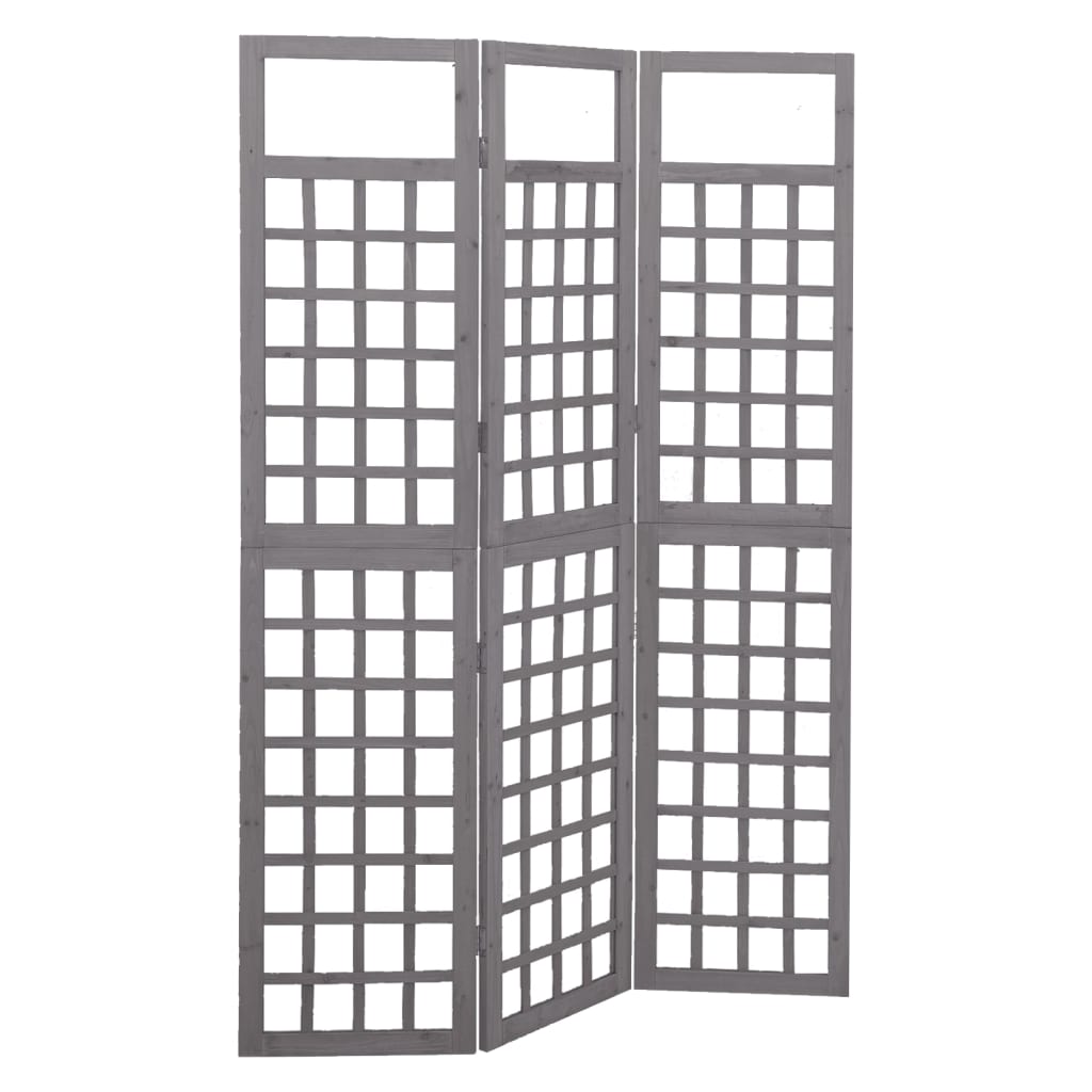 3-Panel Room Divider/Trellis Solid Fir Wood Grey 121x180 cm - All Things Good
