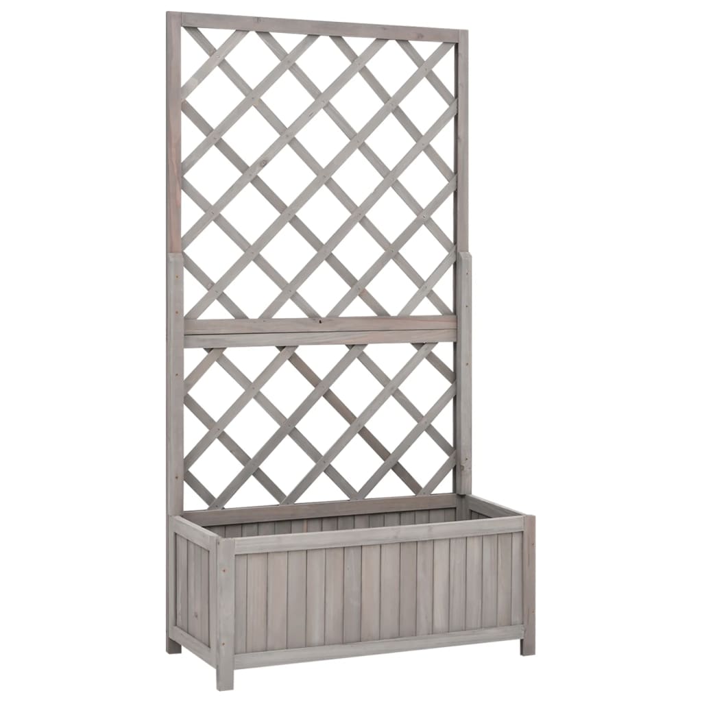 Garden Trellis Planter Grey 70x30x135 cm Solid Firwood - Direct Imports