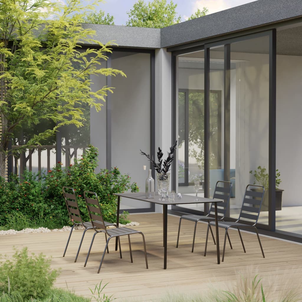 5 Piece Garden Dining Set Steel Dark Grey - Casper Homes
