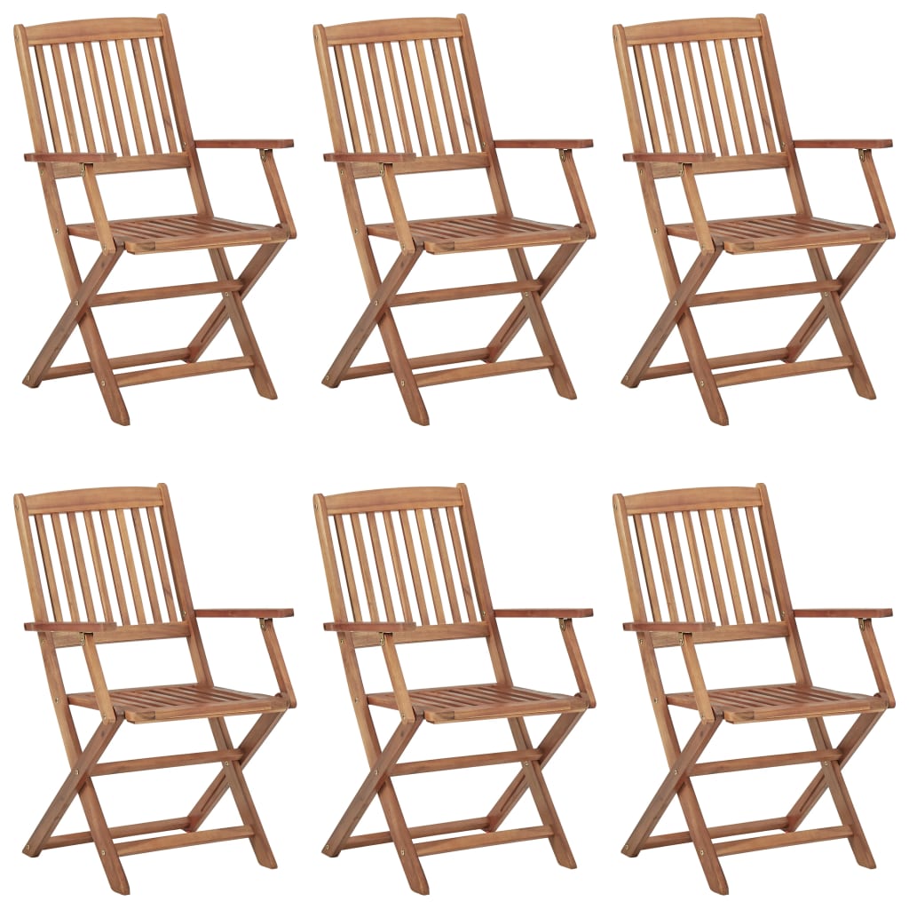 Folding Outdoor Chairs 6 pcs Solid Acacia Wood - Merkel Designers