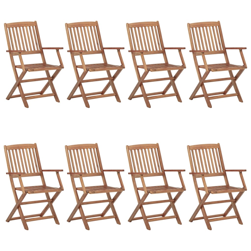 Folding Outdoor Chairs 8 pcs Solid Acacia Wood - Brittle & Co
