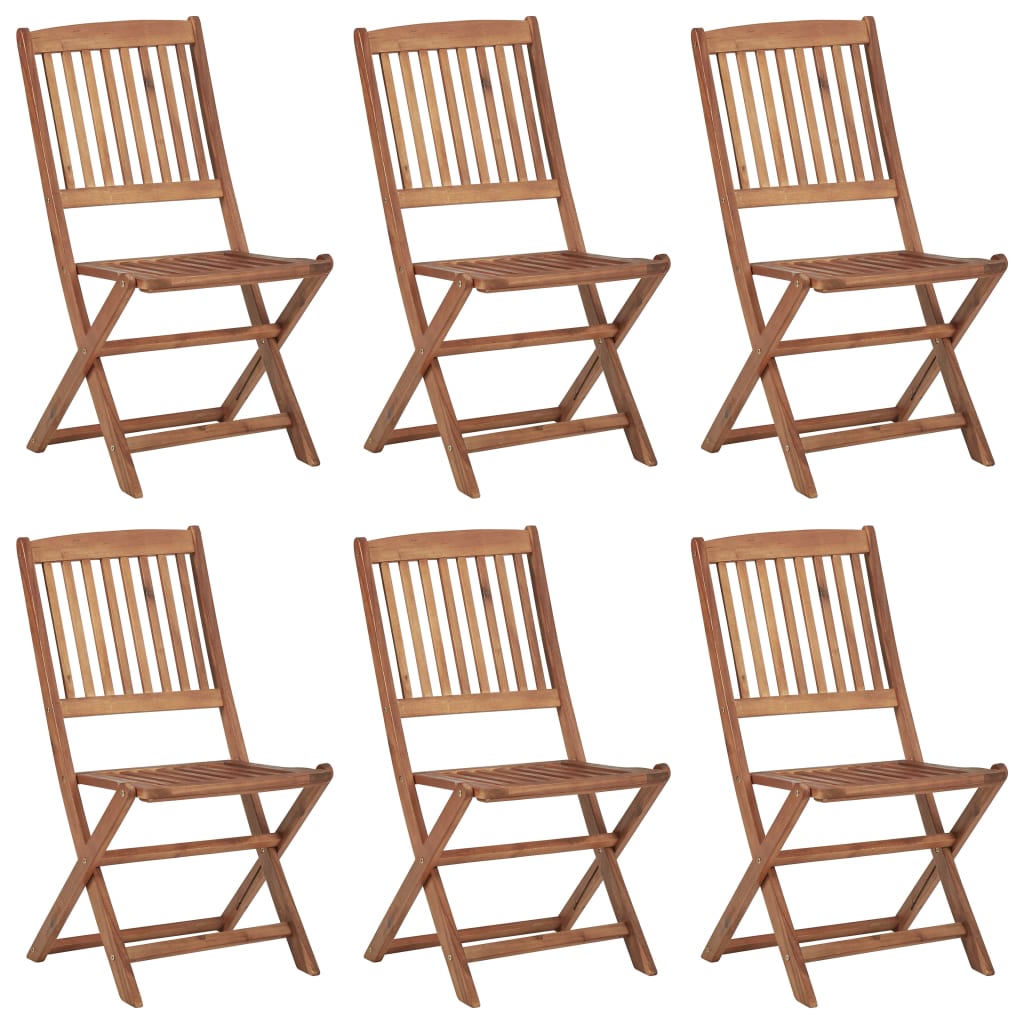 Folding Outdoor Chairs 6 pcs Solid Acacia Wood - All Things Good