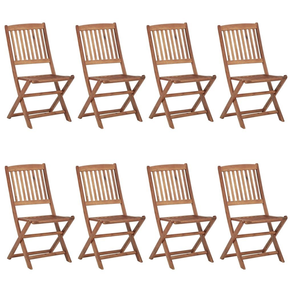 Folding Outdoor Chairs 8 pcs Solid Acacia Wood - Discount Dealers