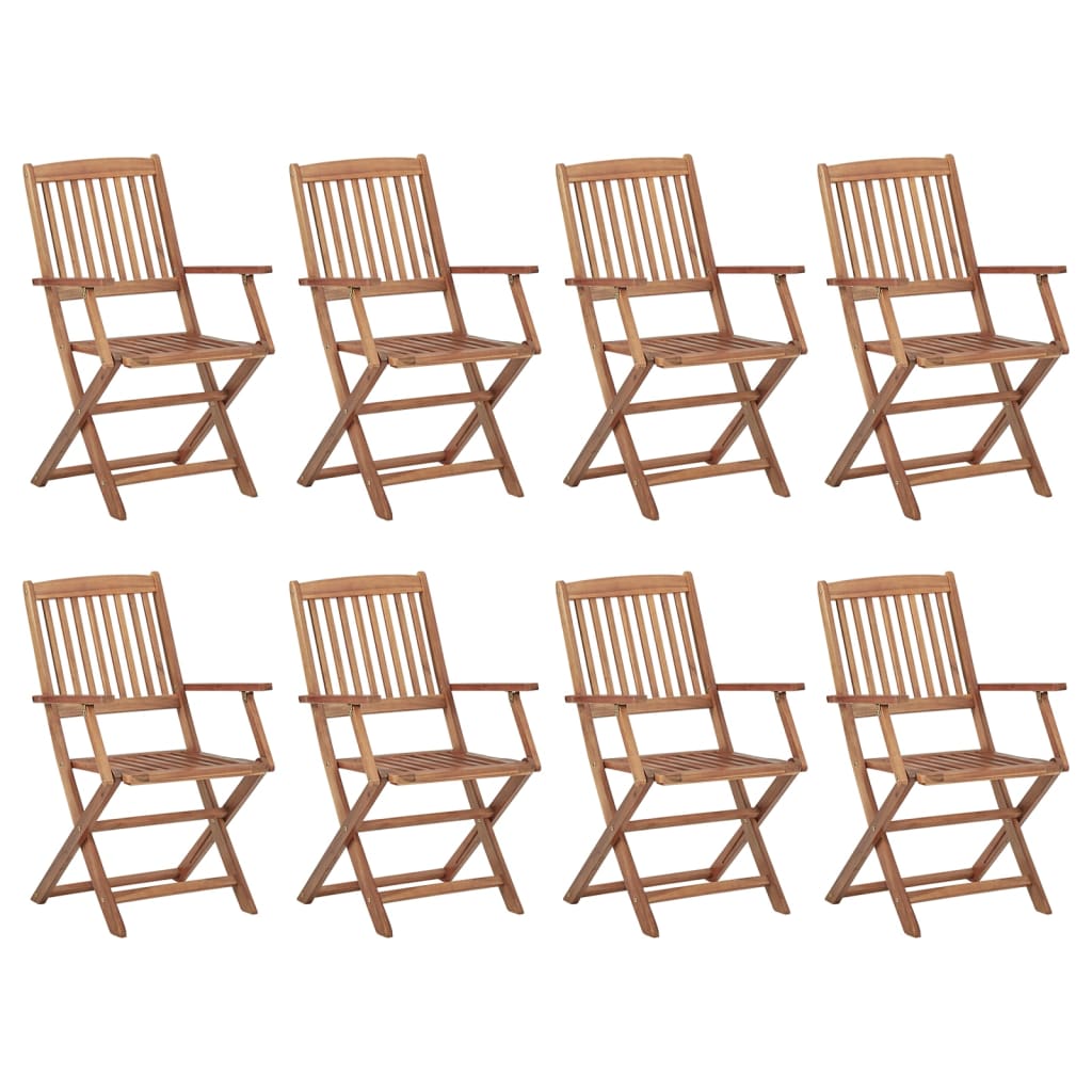 Folding Outdoor Chairs 8 pcs Solid Acacia Wood - Style and Chic