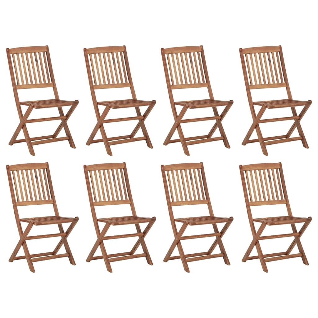 Folding Outdoor Chairs 8 pcs Solid Acacia Wood - The Home Maker