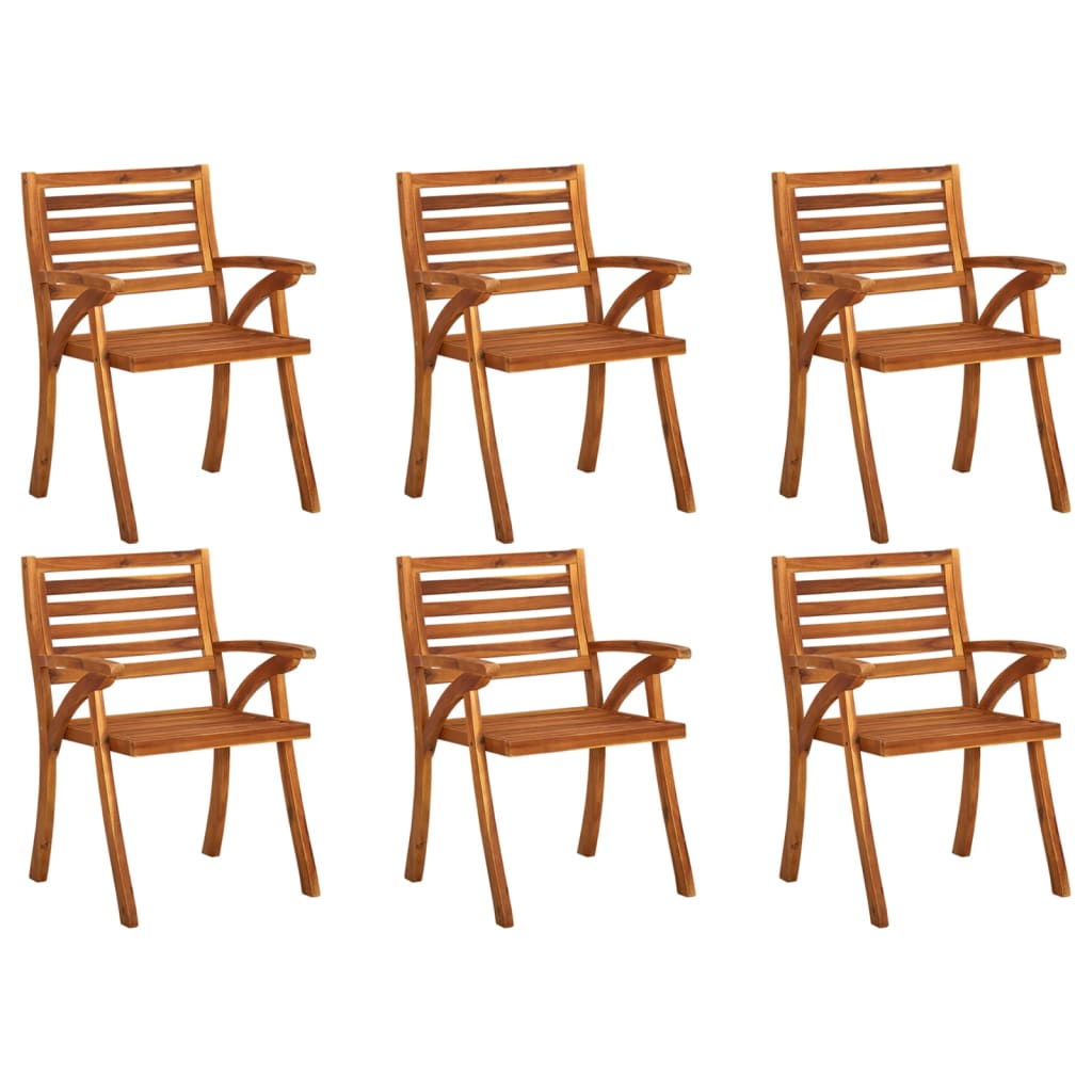 Garden Chairs 6 pcs Solid Acacia Wood - The Home Maker