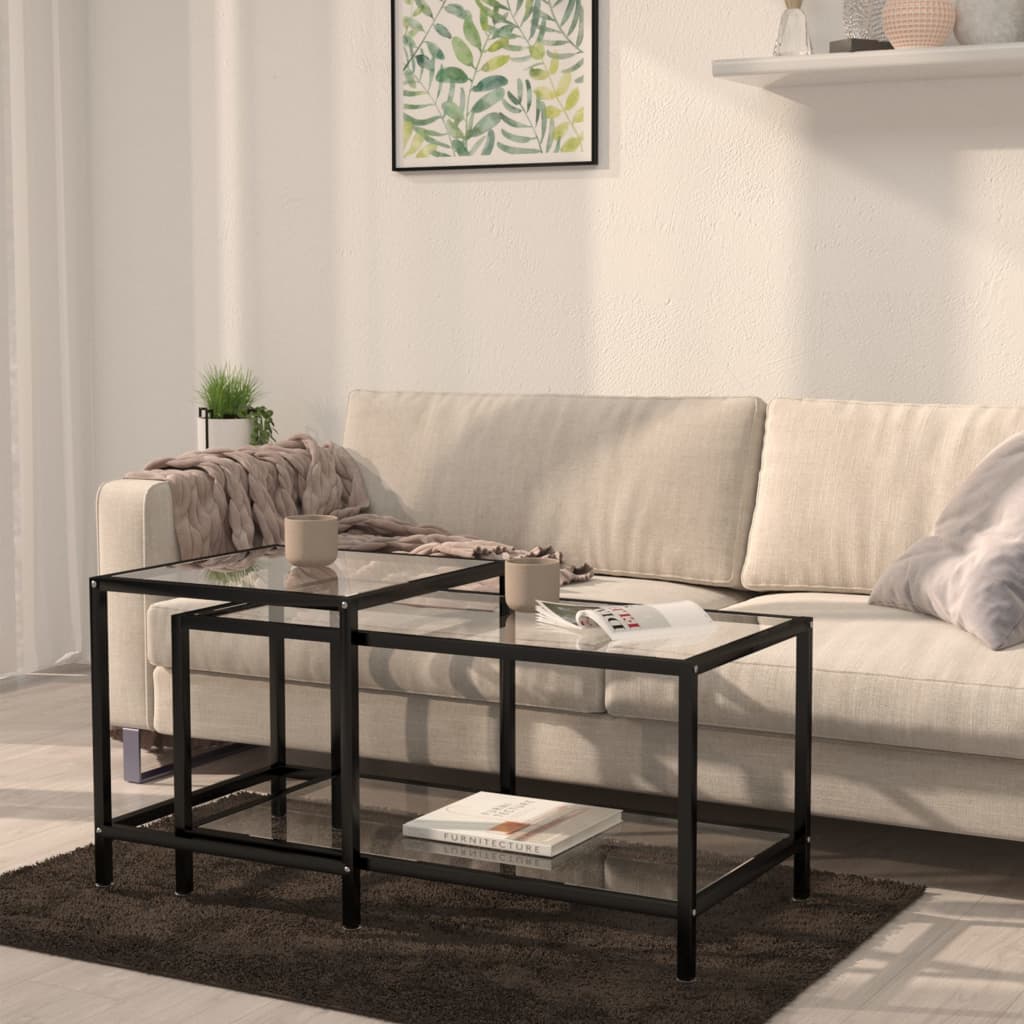 Tea Tables 2 pcs Tempered Glass Transparent - The Home Maker