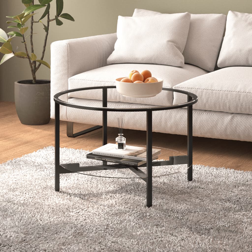 Tea Table Black and Transparent 70 cm Tempered Glass - R and M Furniture
