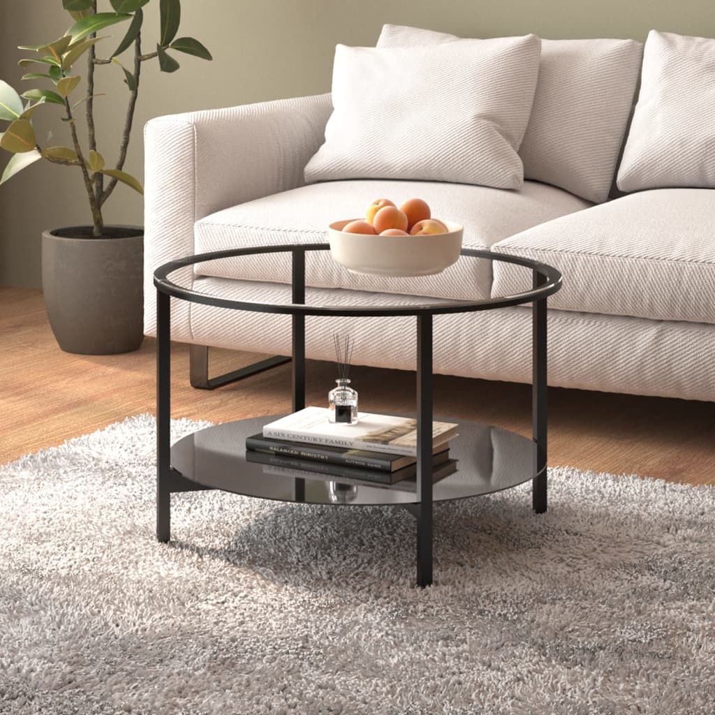 Tea Table Black and Transparent 70 cm Tempered Glass - Brittle & Co