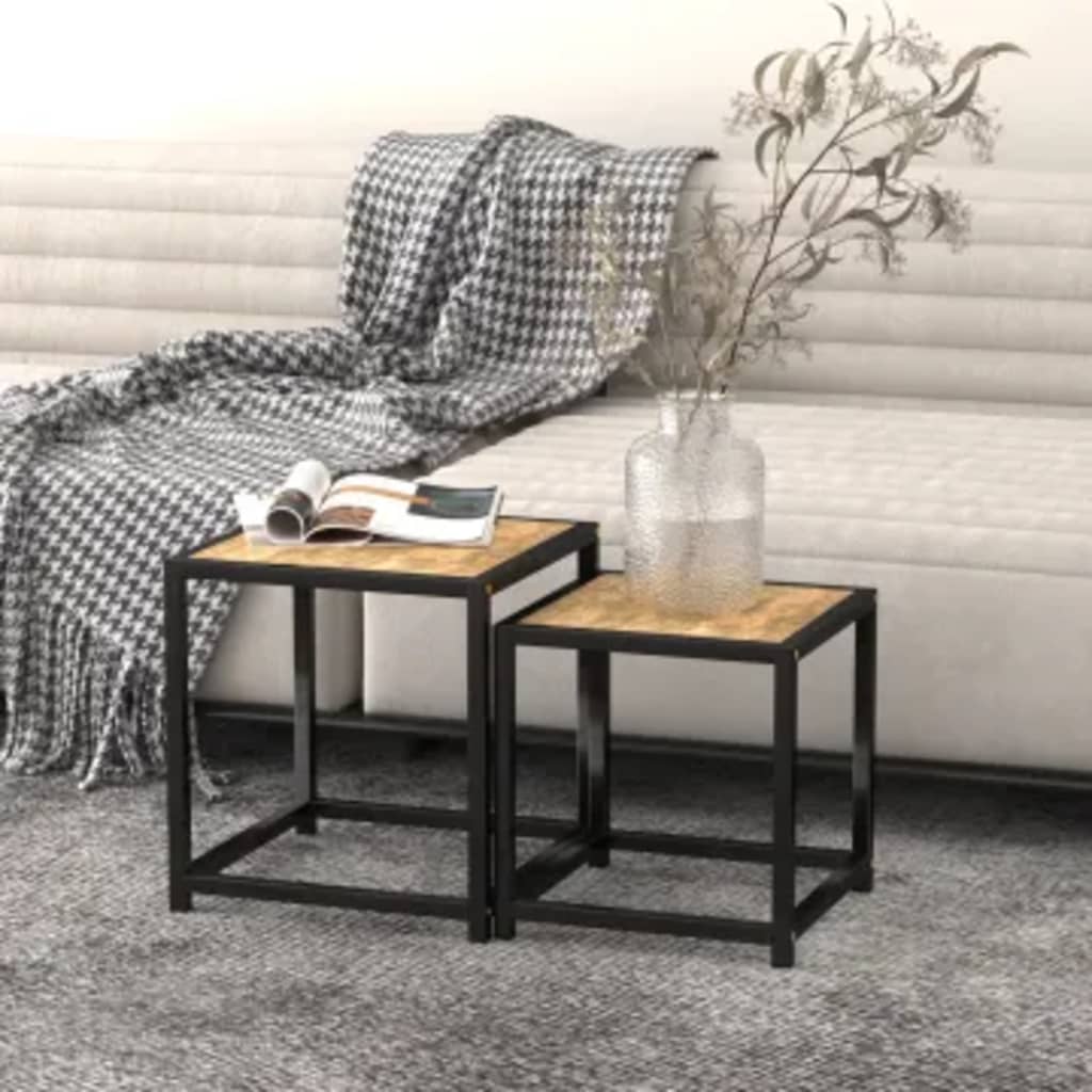 Tea Tables 2 pcs MDF Black and Yellow - Casper Homes