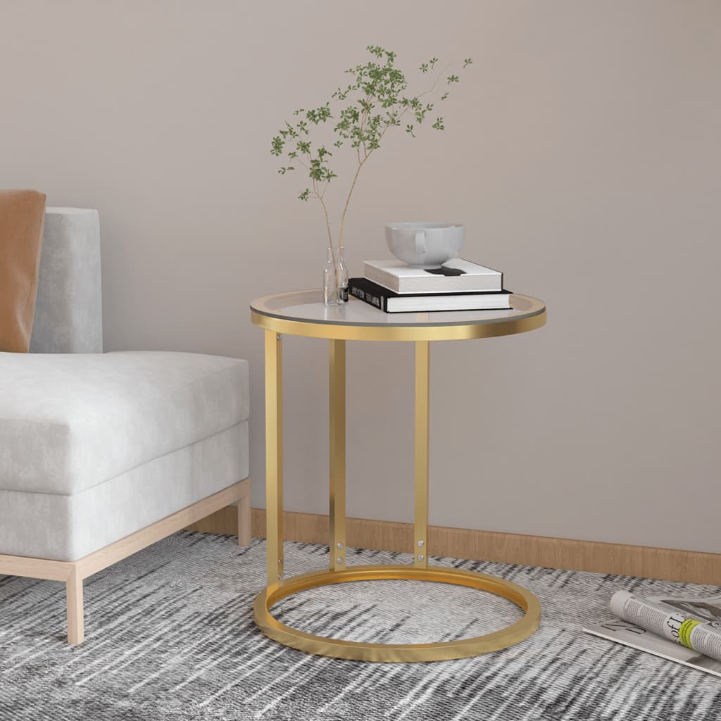 Side Table Gold and Transparent 45 cm Tempered Glass - Discount Dealers