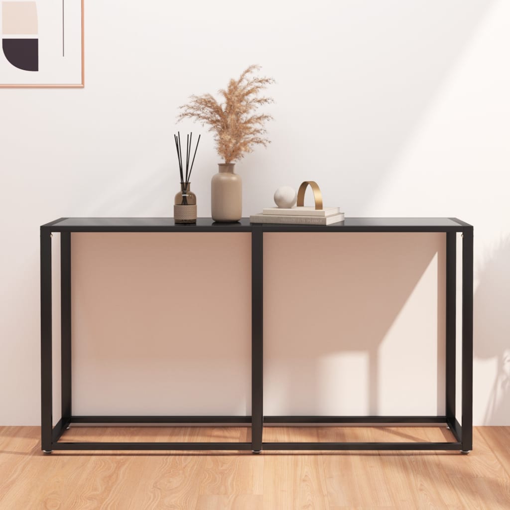 Console Table Black 140x35x75.5cm Tempered Glass - Discount Dealers