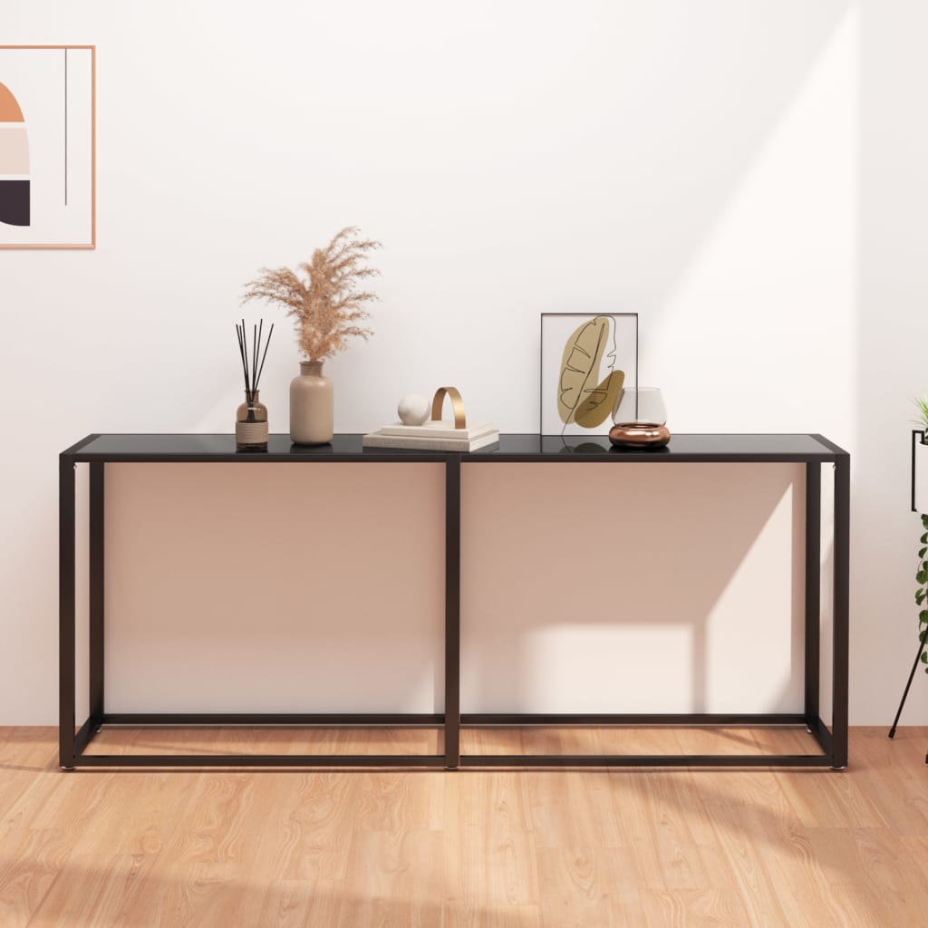 Console Table Black 180x35x75.5cm Tempered Glass - All Things Good