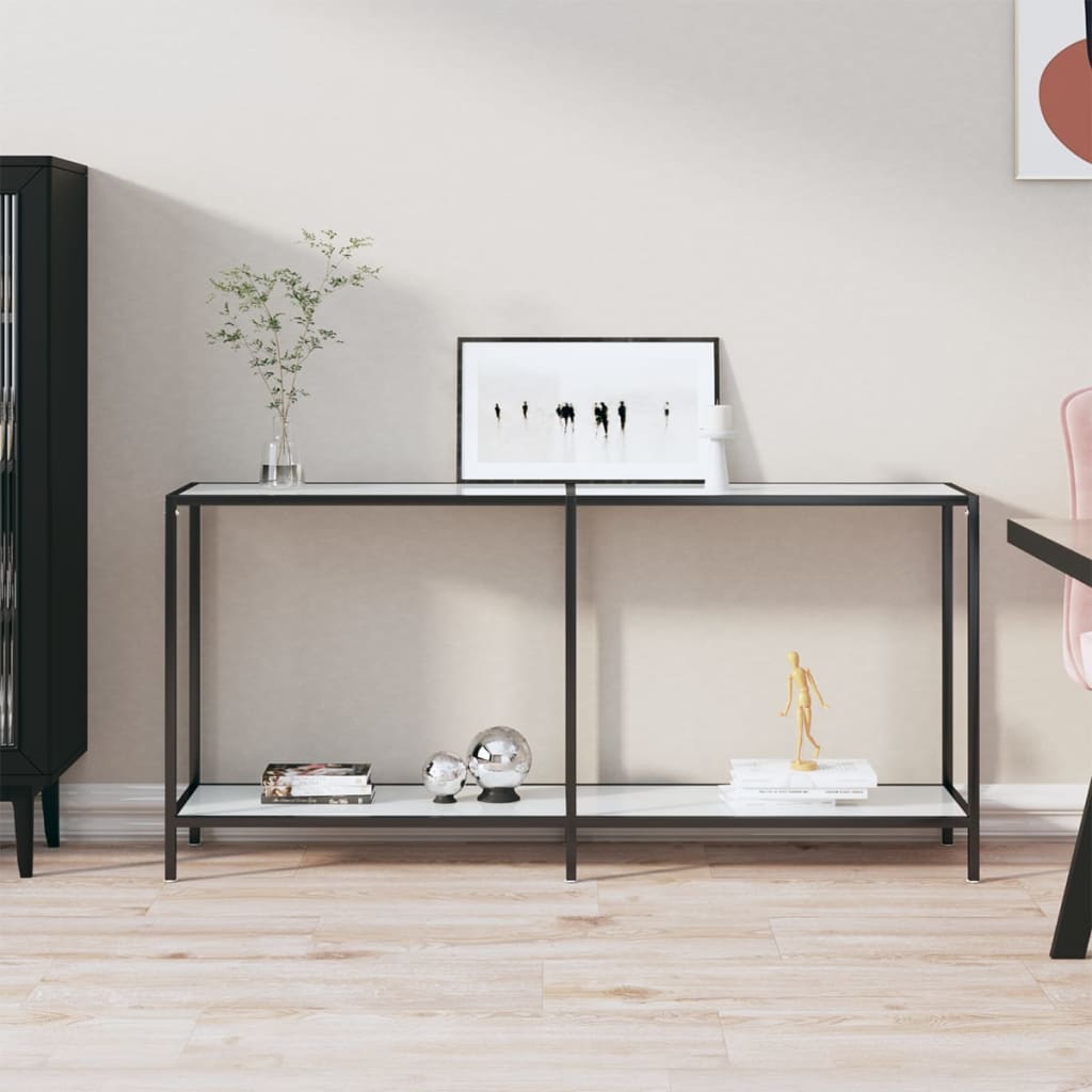 Console Table White 160x35x75.5 cm Tempered Glass - The Home Maker