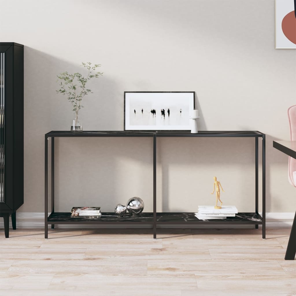 Console Table Black 160x35x75.5 cm Tempered Glass - Merlin Deals