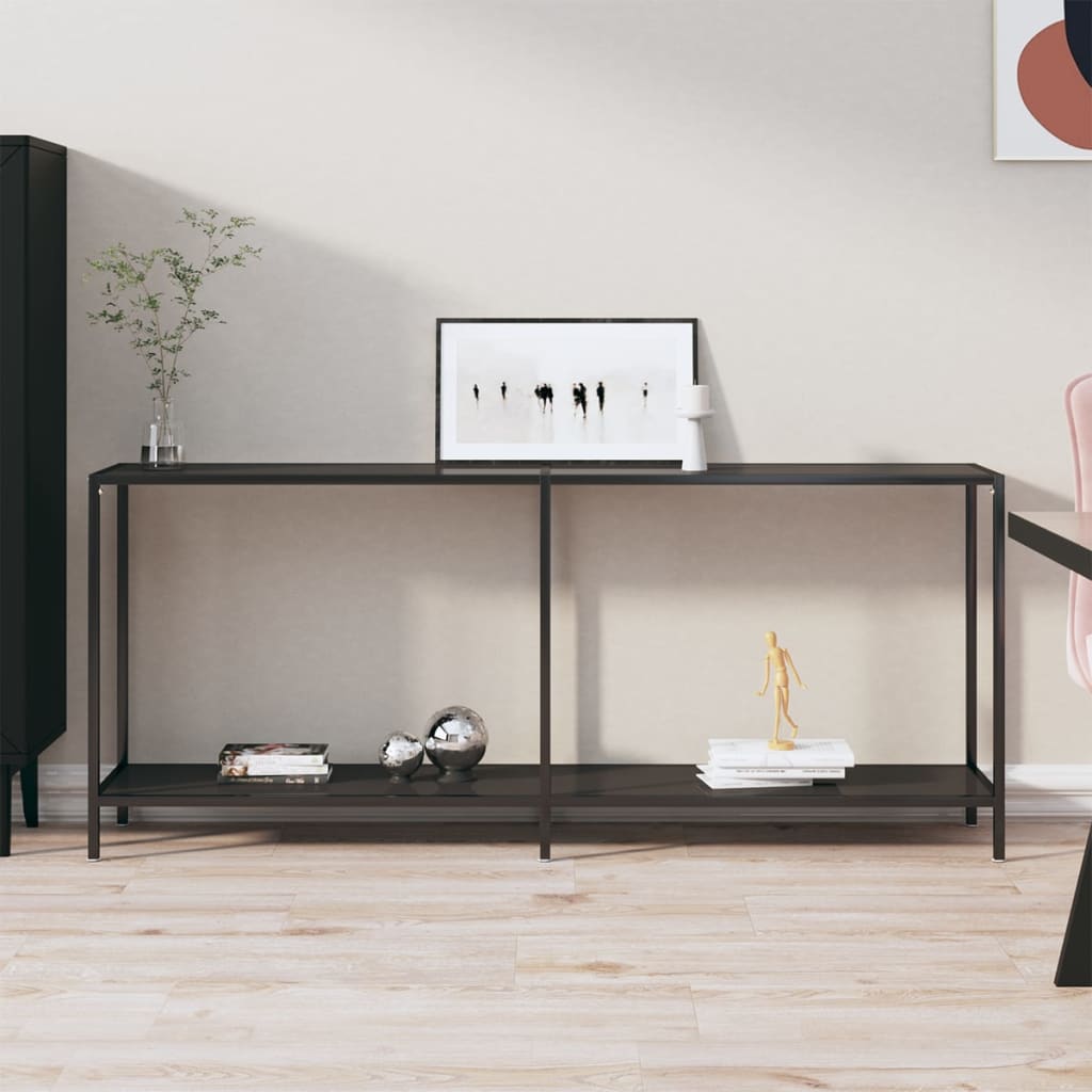 Console Table Black 180x35x75.5 cm Tempered Glass - Merlin Deals