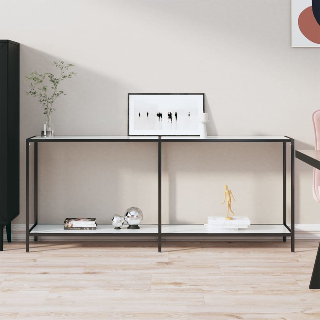 Console Table White 180x35x75.5 cm Tempered Glass - All Things Good