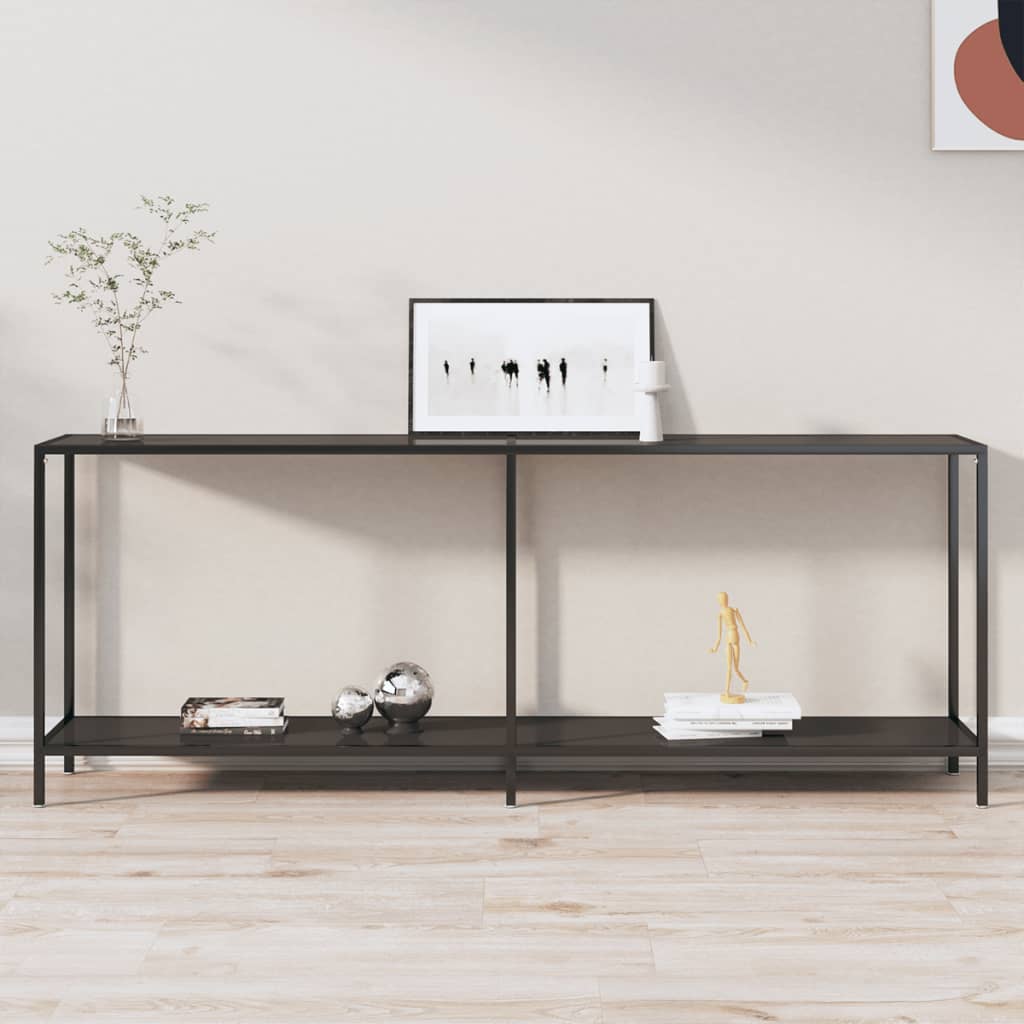 Console Table Black 200x35x75.5 cm Tempered Glass - Style and Chic