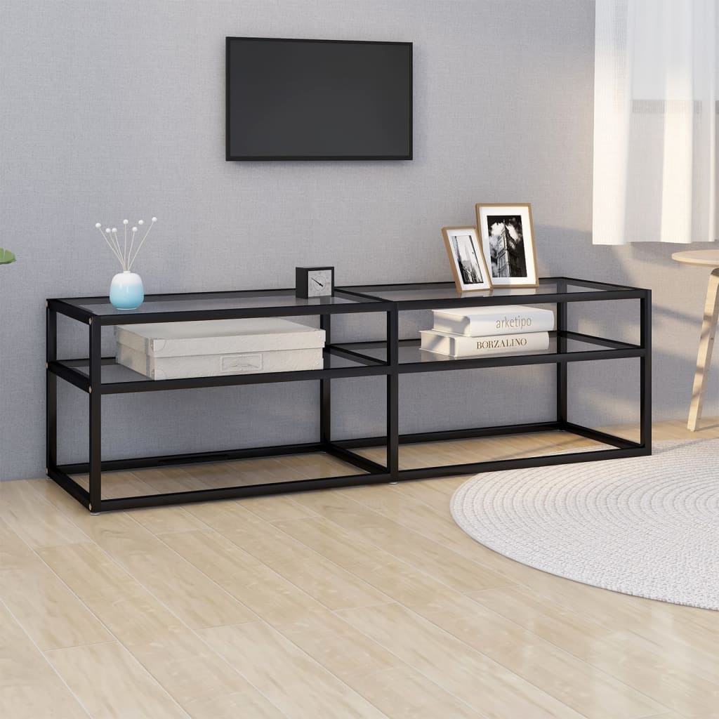 TV Cabinet Transparent 140x40x40.5 cm Tempered Glass - The Home Maker