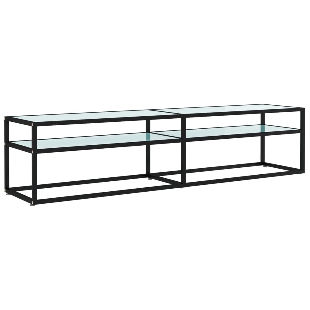 TV Cabinet White Marble 180x40x40.5 cm Tempered Glass - Merlin Deals