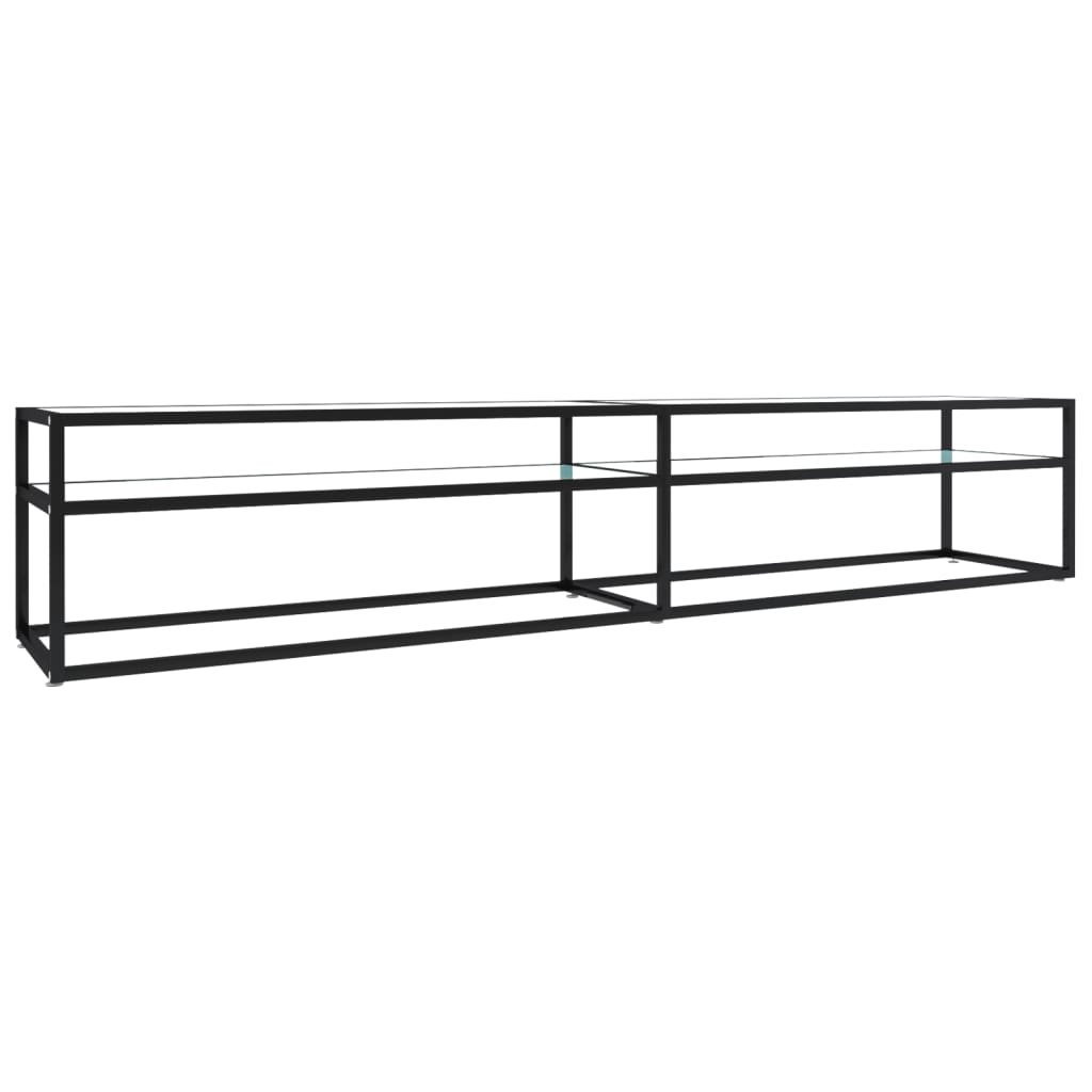 TV Cabinet White Marble 220x40x40.5 cm Tempered Glass - All Things Good