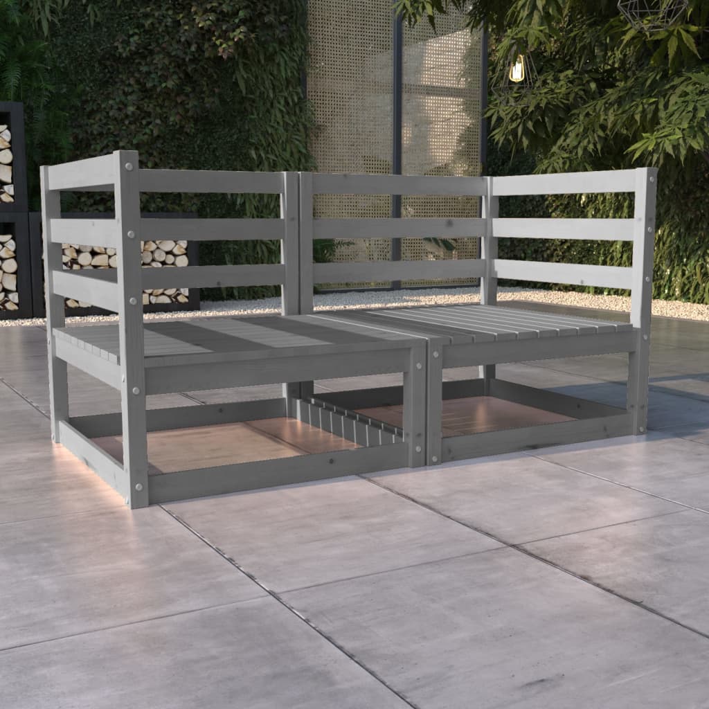 Garden 2-Seater Sofa Grey Solid Pinewood - Millennium Furniture
