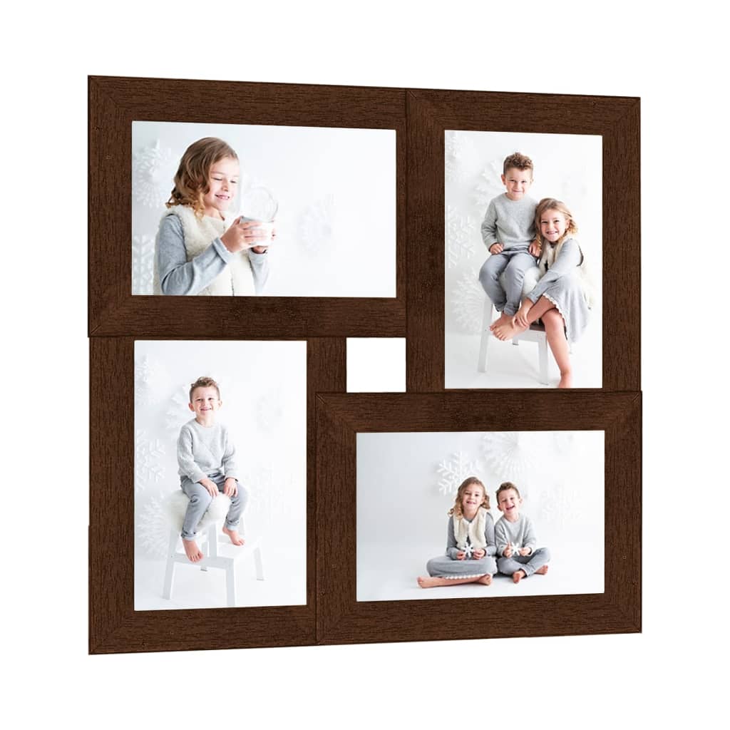 Collage Photo Frame for 4x(13x18 cm) Picture Dark Brown MDF - Discount Dealers